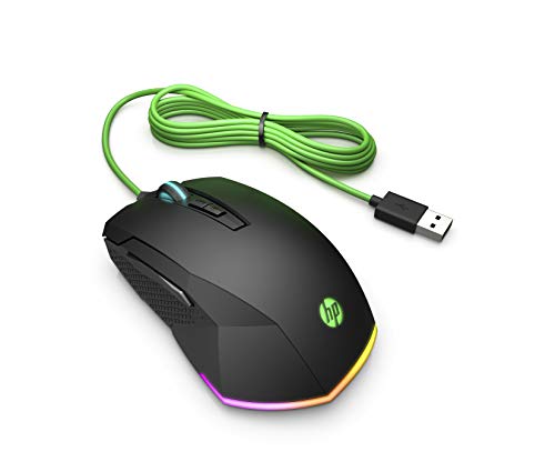 HP Pavilion USB Gaming Maus 200 (RGB-Beleuchtung, bis zu 3.200 dpi, 5 Funktionstasten) schwarz / Grün, 125 x 75 x 40.5 mm Bild 5