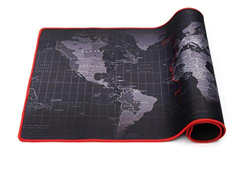 Dhsbd Gelkissen Gaming Mauspad - 60x30 / 70x30 / 80x30 / 80x40 / 90x40 cm Weltkarte Verriegelungsrand Mauspad Gamer - Große Computer-Tastaturmatte - Tisch Gaming Mousepad 60x30 cm Bild 4