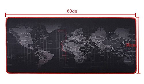 Dhsbd Gelkissen Gaming Mauspad - 60x30 / 70x30 / 80x30 / 80x40 / 90x40 cm Weltkarte Verriegelungsrand Mauspad Gamer - Große Computer-Tastaturmatte - Tisch Gaming Mousepad 60x30 cm Bild 6