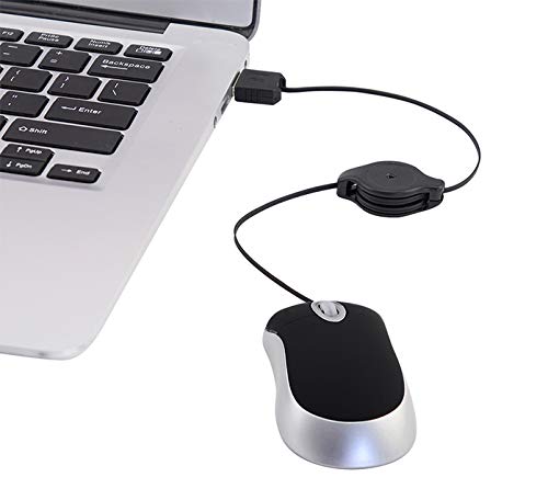 Star-LINK Mini USB Kabelgebunden Maus Kleines Einziehbare Maus Mouse Tragbares USB Kabel Verdrahtetes Optische Gaming Reisemaus Mäuse für Computer PC Laptop Notebook Kids Office Desktop Schwarz 1 Bild 4