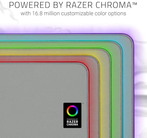 Razer Goliathus Extended Chroma Mercury - Extra große weiche XXL Gaming Maus-Matte mit RGB Beleuchtung (Kabelhalterung, Stoff-Oberfläche, Gesteppter Rand, Optimiert für alle Mäuse) Mercury Weiß Bild 2