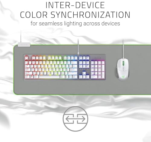 Razer Goliathus Extended Chroma Mercury - Extra große weiche XXL Gaming Maus-Matte mit RGB Beleuchtung (Kabelhalterung, Stoff-Oberfläche, Gesteppter Rand, Optimiert für alle Mäuse) Mercury Weiß Bild 3
