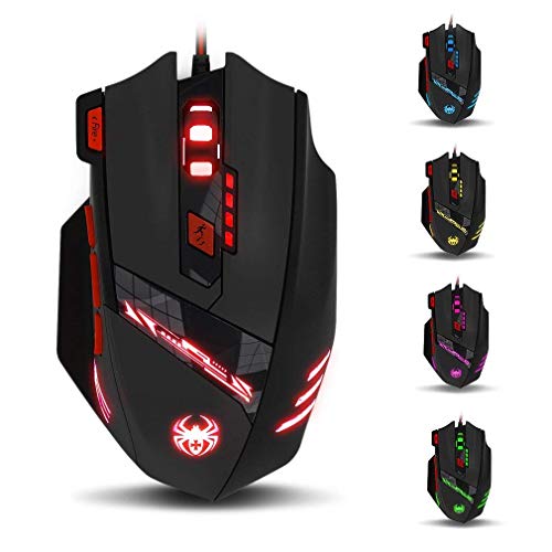 zelotes T90 Gaming Maus 9200 DPI, 8 Programmierbare Tasten, Multi-Modi LED, USB Gaming Maus, Gewichtstuning für Pro Gamer Bild 1