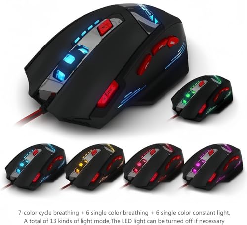 zelotes T90 Gaming Maus 9200 DPI, 8 Programmierbare Tasten, Multi-Modi LED, USB Gaming Maus, Gewichtstuning für Pro Gamer Bild 3