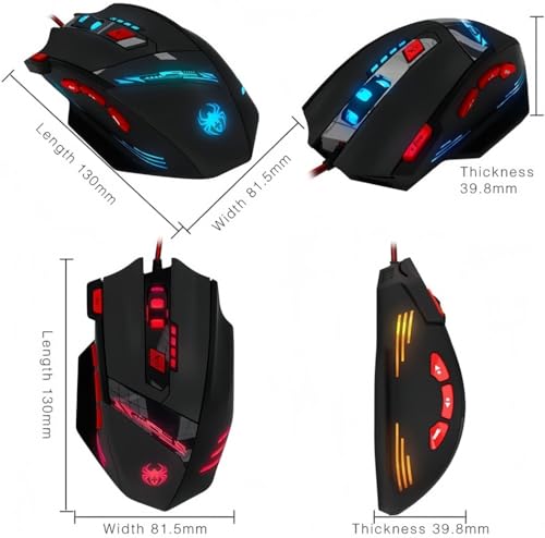 zelotes T90 Gaming Maus 9200 DPI, 8 Programmierbare Tasten, Multi-Modi LED, USB Gaming Maus, Gewichtstuning für Pro Gamer Bild 6