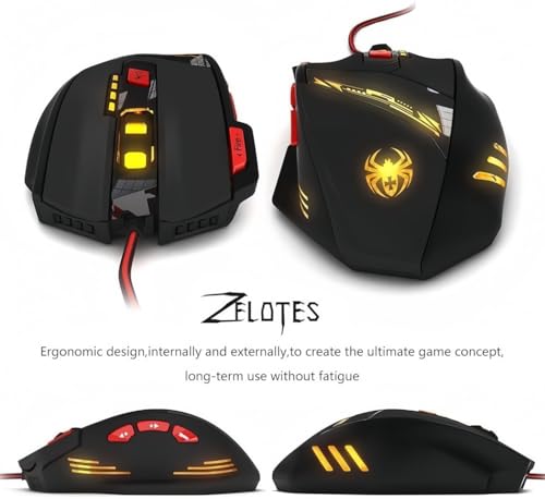 zelotes T90 Gaming Maus 9200 DPI, 8 Programmierbare Tasten, Multi-Modi LED, USB Gaming Maus, Gewichtstuning für Pro Gamer Bild 7