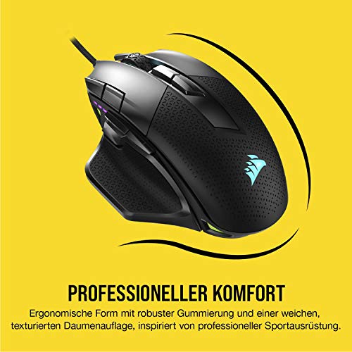 CORSAIR NIGHTSWORD RGB Kabelgebundene Tunable FPS/MOBA Gaming-Maus - 18.000 DPI - 10 Programmierbare Tasten - Gewichtssystem - iCUE-Kompatibel - PC, Mac, PS5, PS4, Xbox - Schwarz Bild 6