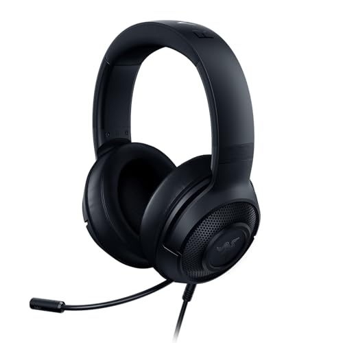 Razer Kraken X - Kabelgebundenes Multiplattform-Gaming-Headset (Biegbares Cardiod-Mikrofon, Individuell abgestimmte 40-mm-Treiber, 3,5-mm-Anschluss, Ovale Ohrpolster, Verstellbarer Kopfbügel) Schwarz Bild 1