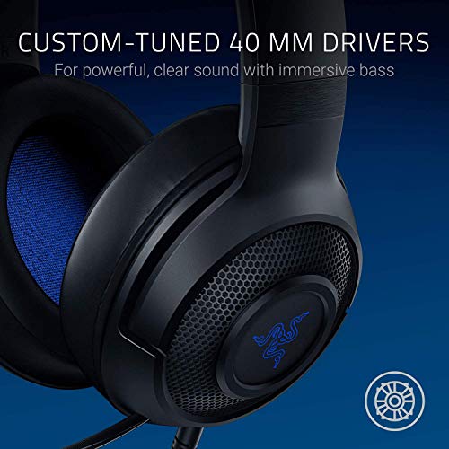 Razer Kraken X for Console Ultralight Gaming Headset (mit 7.1 Surround Sound, leichtem Rahmen, biegbarem Mikrophon - für PC, Xbox, PS4, Nintendo Switch) blau/schwarz Bild 4