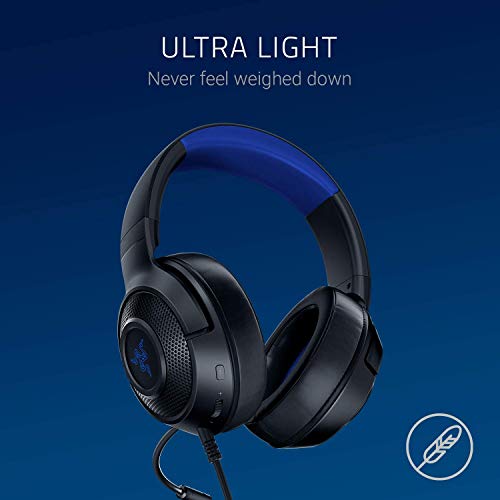 Razer Kraken X for Console Ultralight Gaming Headset (mit 7.1 Surround Sound, leichtem Rahmen, biegbarem Mikrophon - für PC, Xbox, PS4, Nintendo Switch) blau/schwarz Bild 6