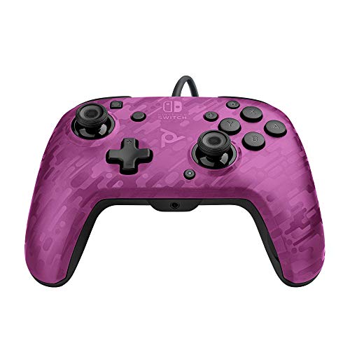 PDP Gaming Faceoff Deluxe+ verkabelt Switch Pro Controller - lila Camo - Offiziell Lizenziert durch Nintendo - Customizable buttons and paddles - Ergonomic Controllers Bild 1