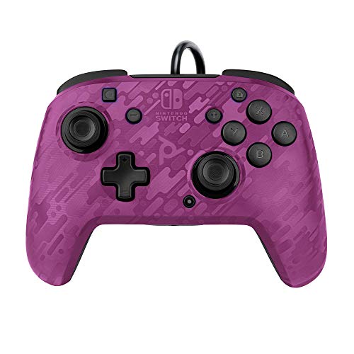 PDP Gaming Faceoff Deluxe+ verkabelt Switch Pro Controller - lila Camo - Offiziell Lizenziert durch Nintendo - Customizable buttons and paddles - Ergonomic Controllers Bild 2