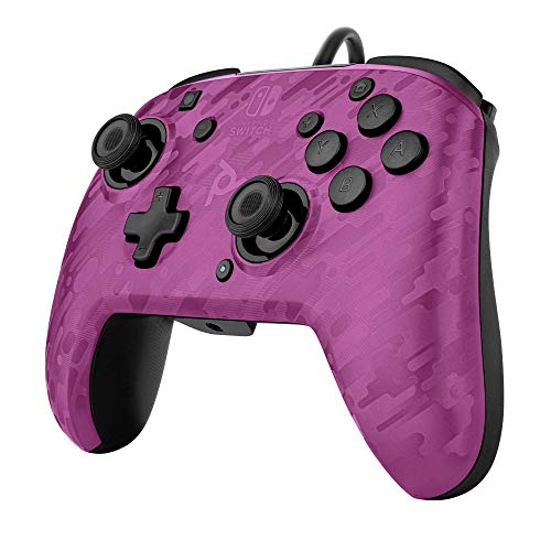 PDP Gaming Faceoff Deluxe+ verkabelt Switch Pro Controller - lila Camo - Offiziell Lizenziert durch Nintendo - Customizable buttons and paddles - Ergonomic Controllers Bild 3