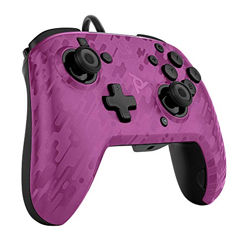 PDP Gaming Faceoff Deluxe+ verkabelt Switch Pro Controller - lila Camo - Offiziell Lizenziert durch Nintendo - Customizable buttons and paddles - Ergonomic Controllers Bild 4