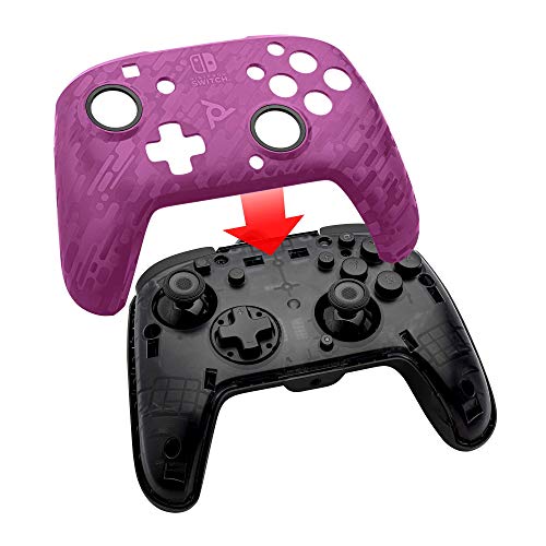 PDP Gaming Faceoff Deluxe+ verkabelt Switch Pro Controller - lila Camo - Offiziell Lizenziert durch Nintendo - Customizable buttons and paddles - Ergonomic Controllers Bild 5