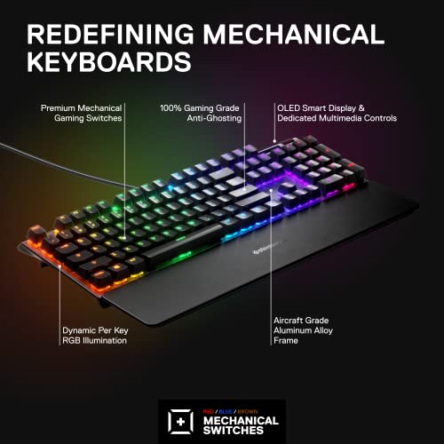 SteelSeries Apex 7 - Mechanische Gaming-Tastatur – OLED Smart Display – Rot Schalter – Deutsches (QWERTZ) Layout - Standard Bild 3
