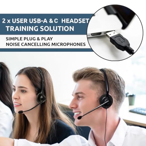Project Telecom USB-A & USB-C, 2 Benutzer, binaurale Geräuschunterdrückung, Headset-Splitter, Trainingsüberwachung, Coaching-Bundle – kompatibel mit Microsoft Teams, Zoom, Cisco Webex, VoIP Softphone Bild 5