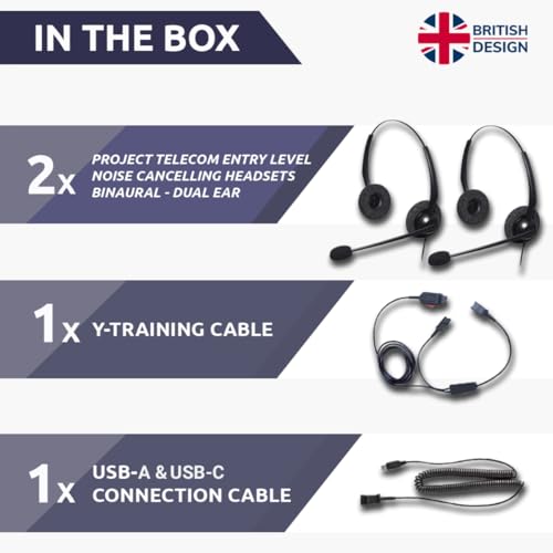 Project Telecom USB-A & USB-C, 2 Benutzer, binaurale Geräuschunterdrückung, Headset-Splitter, Trainingsüberwachung, Coaching-Bundle – kompatibel mit Microsoft Teams, Zoom, Cisco Webex, VoIP Softphone Bild 7
