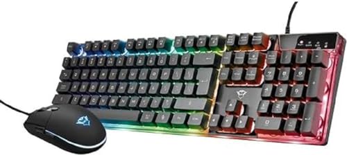 Trust Gaming GXT 838 Azor Gaming-Maus und Tastatur, italienisches Layout QWERTY, USB, Anti-Ghosting, Tastatur mit Hintergrundbeleuchtung LED RGB, Gaming-Maus 800-3000 DPI – Schwarz Bild 1