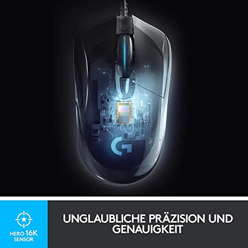 Logitech G403 HERO Gaming-Maus mit HERO 25K DPI Sensor, LIGHTSYNC RGB, geringes Gewicht von 87g und optionales 10g Gewicht, geflochtenes Kabel, PC/Mac - Schwarz Bild 2