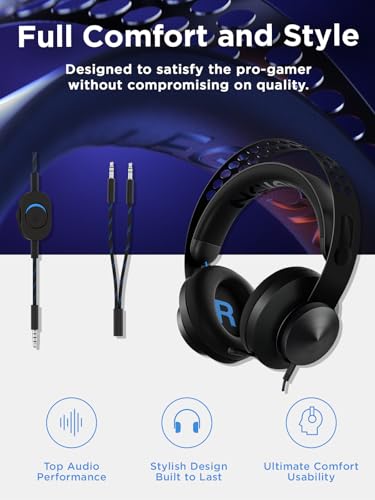Lenovo Legion H300 Stereo Gaming Headset, Noise-Cancelling Mikrofon, Memory Foam & PU Leder Ohrmuscheln, Edelstahl Headband, PC, PS4, Xbox One, Nintendo Switch, Mac, GXD0T69863, Schwarz Bild 3