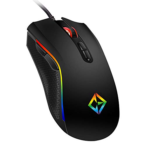 Gaming-Maus, USB, kabelgebunden, 7 programmierbare Tasten, Chroma RGB Hintergrundbeleuchtung, 4800 DPI verstellbar, komfortabler Griff, ergonomisch, optische Gaming-Maus, Schwarz Bild 1