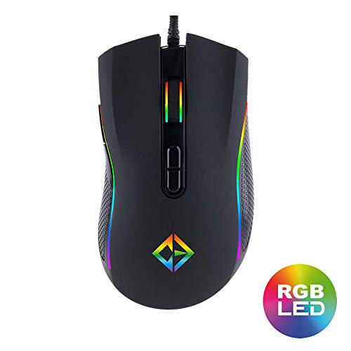 Gaming-Maus, USB, kabelgebunden, 7 programmierbare Tasten, Chroma RGB Hintergrundbeleuchtung, 4800 DPI verstellbar, komfortabler Griff, ergonomisch, optische Gaming-Maus, Schwarz Bild 3