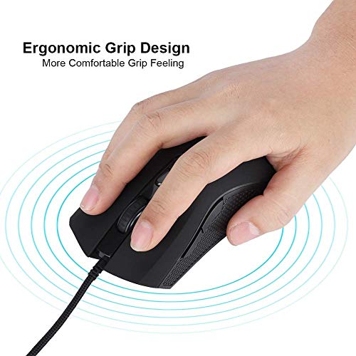 Gaming-Maus, USB, kabelgebunden, 7 programmierbare Tasten, Chroma RGB Hintergrundbeleuchtung, 4800 DPI verstellbar, komfortabler Griff, ergonomisch, optische Gaming-Maus, Schwarz Bild 6