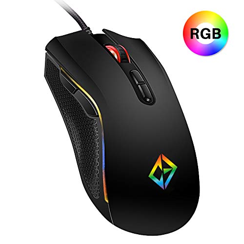 Gaming-Maus, USB, kabelgebunden, 7 programmierbare Tasten, Chroma RGB Hintergrundbeleuchtung, 4800 DPI verstellbar, komfortabler Griff, ergonomisch, optische Gaming-Maus, Schwarz Bild 7