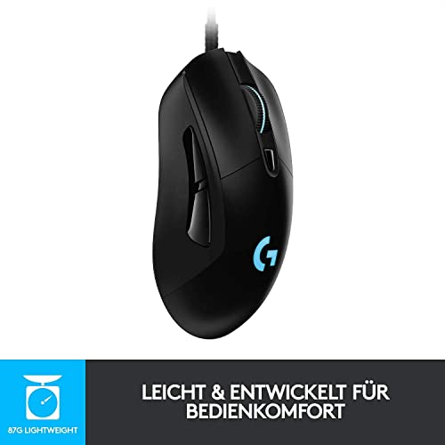 Logitech G403 HERO Gaming-Maus mit HERO 25K DPI Sensor, LIGHTSYNC RGB, geringes Gewicht von 87g und optionales 10g Gewicht, geflochtenes Kabel, PC/Mac - Schwarz Bild 2