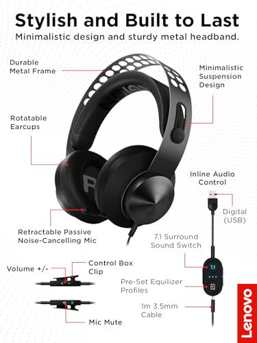 Lenovo Legion H500 Pro 7.1 Over-Ear Gaming Kopfhörer mit Mikrofon Bild 6