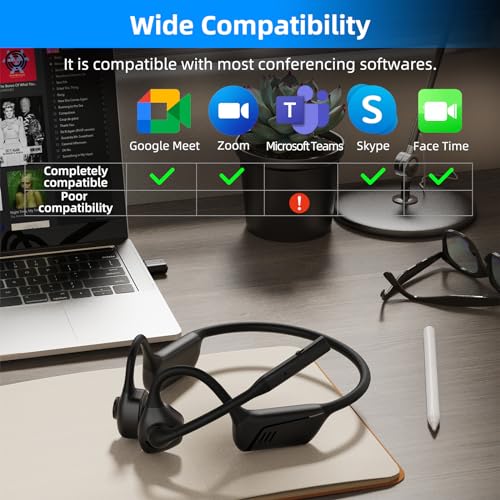 ZIOCOM Kopfhörer mit Luftleitung, Open-Ear-Kopfhörer mit Mikrofon und Geräuschunterdrückung, aptX-LL Bluetooth Wireless Headset mit USB-A-Dongle, kompatibel mit PS4 / PS5 / PC（Nicht für Teams） Bild 2