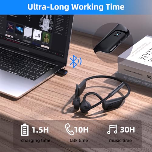 ZIOCOM Kopfhörer mit Luftleitung, Open-Ear-Kopfhörer mit Mikrofon und Geräuschunterdrückung, aptX-LL Bluetooth Wireless Headset mit USB-A-Dongle, kompatibel mit PS4 / PS5 / PC（Nicht für Teams） Bild 5