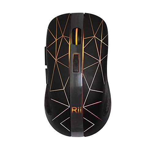Rii Kabellose Funkmaus, 2.4G Optische Maus Mit USB Nano Empfänger, 7 LED Beleuchtung für Windows/Mac/Linux, Office Home, Schwarz Bild 2