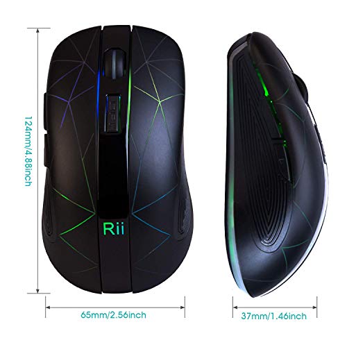 Rii Kabellose Funkmaus, 2.4G Optische Maus Mit USB Nano Empfänger, 7 LED Beleuchtung für Windows/Mac/Linux, Office Home, Schwarz Bild 6