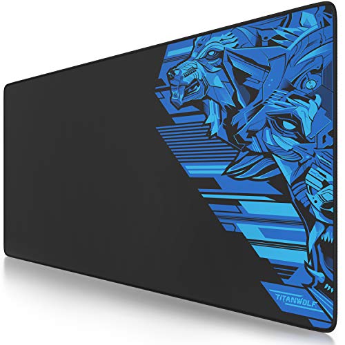 TITANWOLF - XXL Mauspad Gaming Titanwolf 900 x 400mm - XXL Mousepad groß Motiv - Tischunterlage Large Size - verbessert Präzision und Geschwindigkeit - auch für Roccat Razer Logitech Maus und Tastatur Bild 1