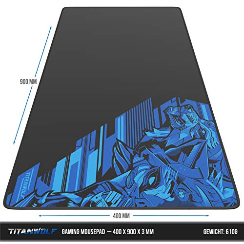 TITANWOLF - XXL Mauspad Gaming Titanwolf 900 x 400mm - XXL Mousepad groß Motiv - Tischunterlage Large Size - verbessert Präzision und Geschwindigkeit - auch für Roccat Razer Logitech Maus und Tastatur Bild 3