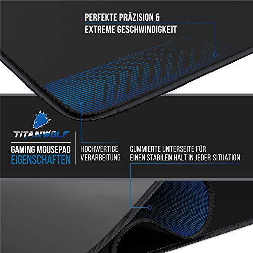 TITANWOLF - XXL Mauspad Gaming Titanwolf 900 x 400mm - XXL Mousepad groß Motiv - Tischunterlage Large Size - verbessert Präzision und Geschwindigkeit - auch für Roccat Razer Logitech Maus und Tastatur Bild 4
