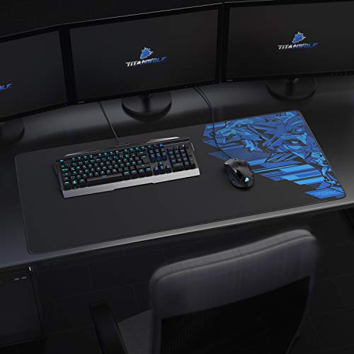 TITANWOLF - XXL Mauspad Gaming Titanwolf 900 x 400mm - XXL Mousepad groß Motiv - Tischunterlage Large Size - verbessert Präzision und Geschwindigkeit - auch für Roccat Razer Logitech Maus und Tastatur Bild 6
