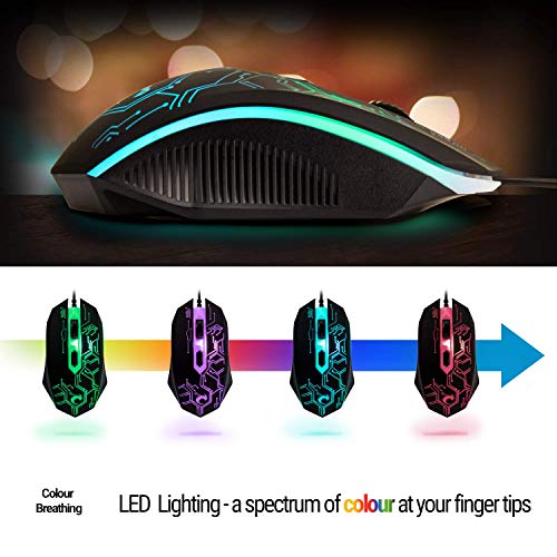Orzly Tastatur Maus Set Gaming RX250 4 in 1 PC Pack Combo – RGB Hintergrundbeleuchtung Tastatur [QWERTY UK Layout] und Maus [bis zu 3200 DPI], Gaming Headset & Mauspad großen - für PC, Xbox, PS4 Bild 6