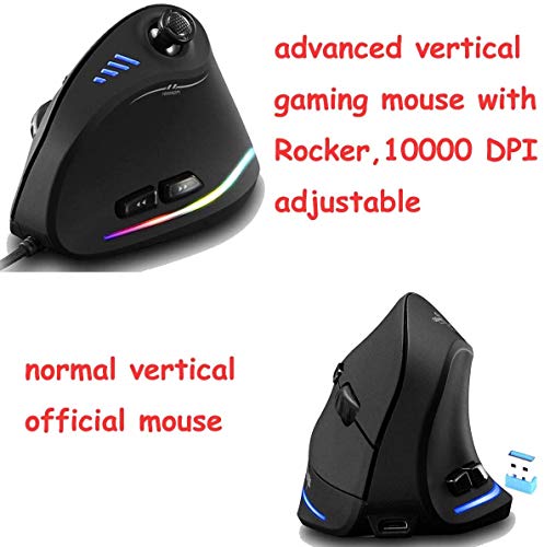 Zeerkeer Vertikale Gaming Maus RGB Kabelgebundene Ergonomische Maus mit Joystick, 11 programmierbare Tasten, 5 einstellbare DPI (1500-2500-4000-7000-10000) für Computerspieler Bild 6