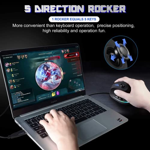 TKMARS Vertikale Gaming Maus mit Joystick, 10000 DPI, 11 programmierbare Tasten, ergonomische USB-Maus für PC & Laptop, optische Kabelmaus für Shooter, MOBA, Office & E-Sport Bild 4