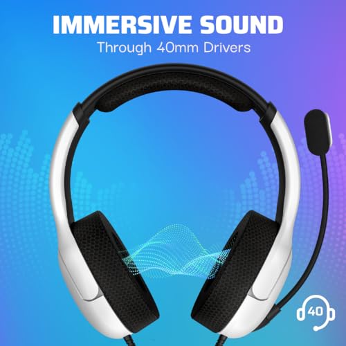 PDP Gaming LVL40 Stereo Kopfhörer mit Mic für PlayStation, PS4, PS5 - PC, iPad, Mac, Laptop Compatible - Geräuschunterdrückung Mikrofon, Soft Comfürt On Ear Headphones, 3.5mm jack - weiß Bild 2