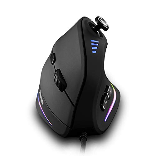 zelotes Ergonomische Maus mit Joystick,10000DPI,11 Programmierbare Tasten,USB Optische Vertikale Gaming Maus mit Kabel,für Laptop,Computer,PC,Schwarz Bild 1