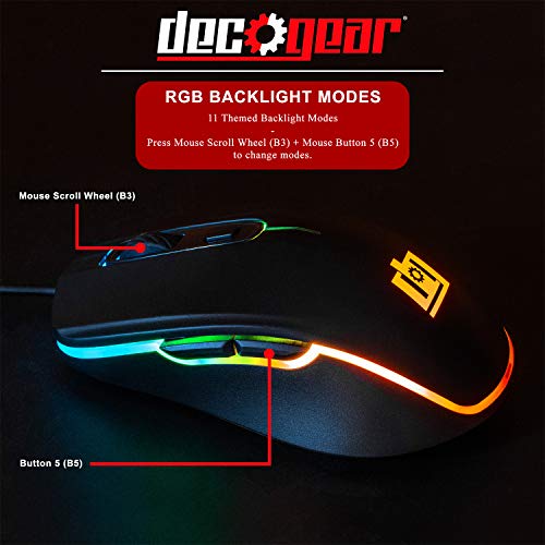 Deco Gear Gaming-Zubehör-Set – Mechanische 18-Muster, 104 Tasten, RGB-Tastatur, 11-Modus, RGB-Gaming-Maus und 81,3 x 30,5 cm erweitertes Mauspad Bild 3