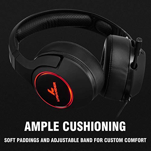 LYCANDER Gaming-Headset mit Mikrofon und LED-Licht, 3,5 mm Eingang, für PC, PS4, Xbox One, Nintendo Switch und mehr (Advanced - Schwarz und Orange) Bild 3