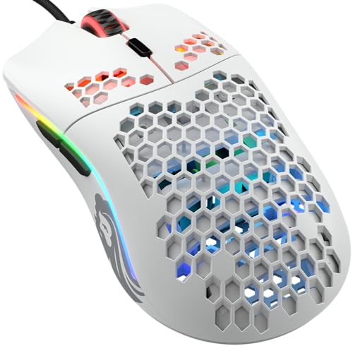 GLORIOUS Gaming Model O- (Klein) Compact Wired Gaming Mouse – Im superleichten Wabendesign mit 58 g, RGB-Beleuchtung, Pixart 3360 Sensor, Omron-Schalter, beidhändig – Mattweiß Bild 1