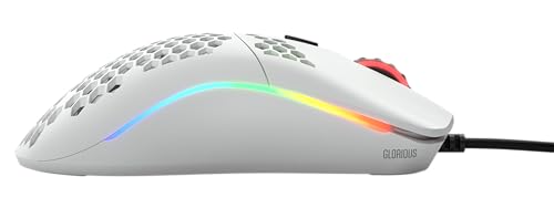 GLORIOUS Gaming Model O- (Klein) Compact Wired Gaming Mouse – Im superleichten Wabendesign mit 58 g, RGB-Beleuchtung, Pixart 3360 Sensor, Omron-Schalter, beidhändig – Mattweiß Bild 5