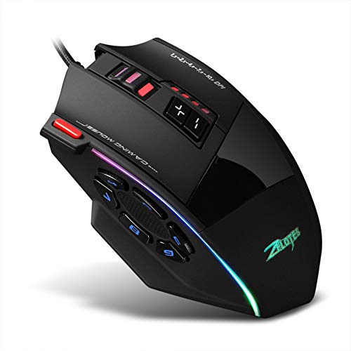 Zelotes C-13 Gaming Maus Wired 10000DPI,RGB,mit 13 Programmiertasten Einstellbar,128 KB Integrierter Speicher Bild 1