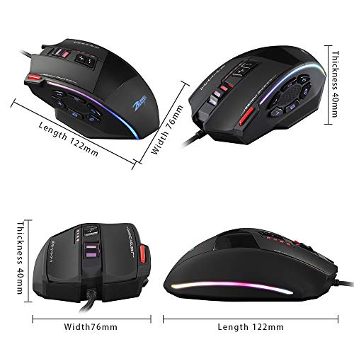 Zelotes C-13 Gaming Maus Wired 10000DPI,RGB,mit 13 Programmiertasten Einstellbar,128 KB Integrierter Speicher Bild 3